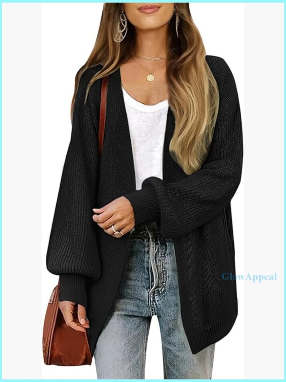 Oversized Long Cardigan Sweater Chunky Waffle Knit Open Front Dressy